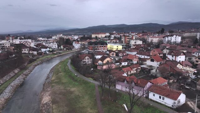 Panorama Of Knjazevac City Center, Aerial View, Serbia