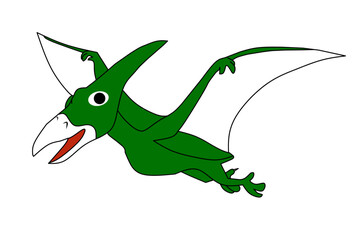 Cute Pterodactyl With White Background. Vector illustration