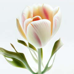 A flower with a green stem and a pink and white flower in the corner.