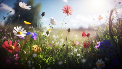 Fototapeta na wymiar flowers meadow in spring