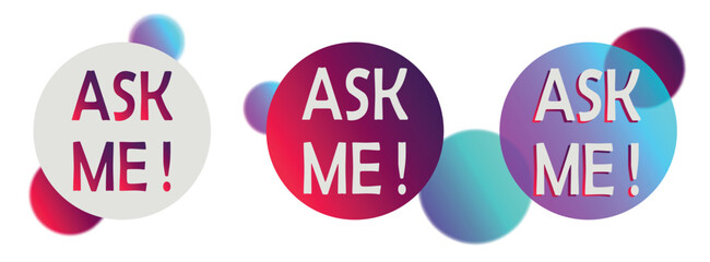 Ask me. Sticker frame, story, quiz, template. Vector Illustration. Ask questions, options storie, button, mockup, frame, social media story
