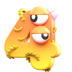 monster number 3d illustration