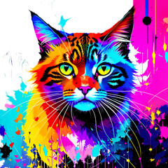 Colorful Abstract Cat