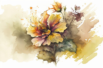 Delicate watercolor flower. Luxurious background for postcards. AI Generative