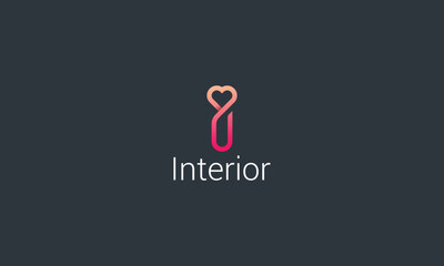 Letter i minimal home interior lover logo