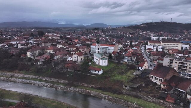 Panorama Of Knjazevac City Center, Aerial View, Serbia