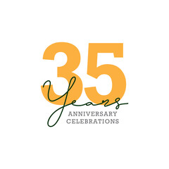 35 years anniversary. Anniversary template design concept with golden number , design for event, invitation card, greeting card, banner, poster, flyer, book cover and print. Vector Eps10