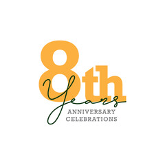 8 years anniversary. Anniversary template design concept with golden number , design for event, invitation card, greeting card, banner, poster, flyer, book cover and print. Vector Eps10