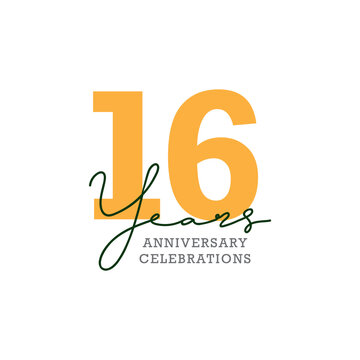 16 years anniversary. Anniversary template design concept with golden number , design for event, invitation card, greeting card, banner, poster, flyer, book cover and print. Vector Eps10