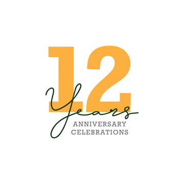 12 years anniversary. Anniversary template design concept with golden number , design for event, invitation card, greeting card, banner, poster, flyer, book cover and print. Vector Eps10