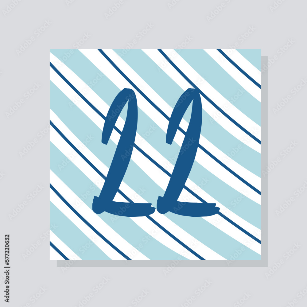 Poster advent calendar with number 22. abstract patterns, wrapping paper design. present, gift and surprise