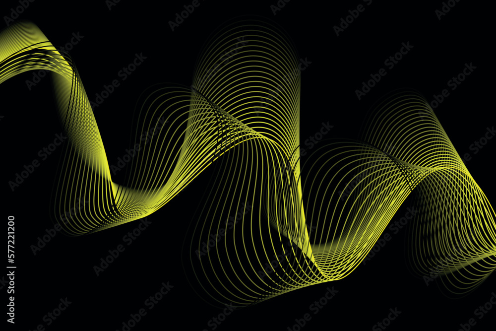 Aufkleber yellow and black wave abstract background, suitable for landing page and computer desktop background