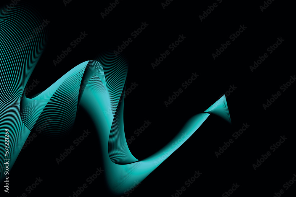 Aufkleber blue light and black lines. wave abstract background, suitable for landing page and computer desktop