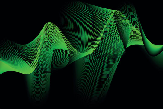 green and black wave abstract background, suitable for landing page and computer desktop background. 3d vector