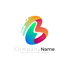 B logo colorful, Letter B logo design colorful, B and swoosh icon
