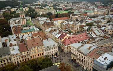 Fototapeta na wymiar city ​​in ukraine lviv. old european architecture 