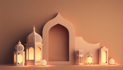 3D Eid Mubarak Design. Banner for islamic banner festivity like eid al adha, fitr, ramadhan, etc.