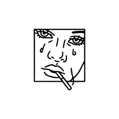 vector illustration of woman smoking