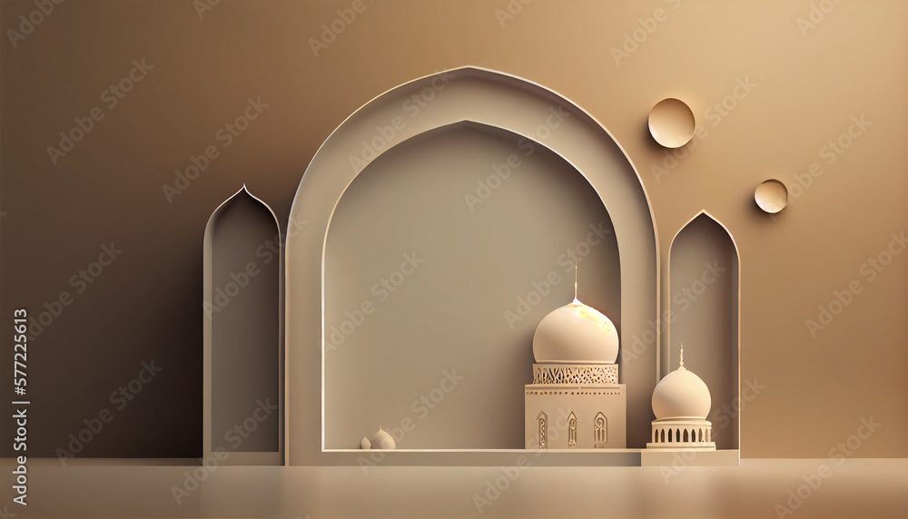 Wall mural 3d eid mubarak design. banner for islamic banner festivity like eid al adha, fitr, ramadhan, etc. th