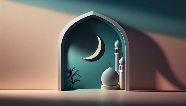 3D Eid Mubarak Design. Banner for islamic banner festivity like eid al adha, fitr, ramadhan, etc. Theme for ramadan or islamic festivity.