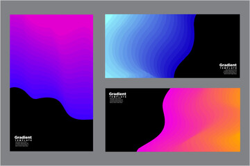 Vector colorful wave geometric shape with color gradation for banner and brochure design with black blank space