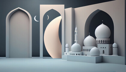 3D Eid Mubarak Design. Banner for islamic banner festivity like eid al adha, fitr, ramadhan, etc. Theme for ramadan or islamic festivity.