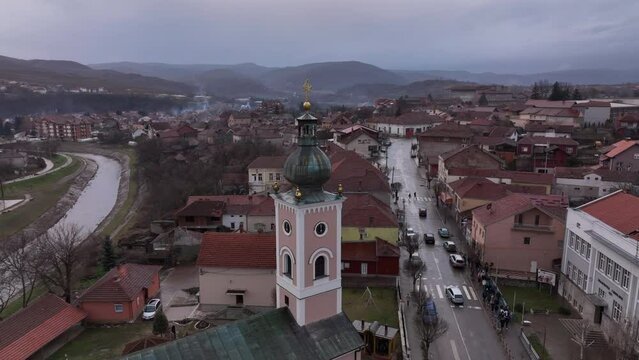 Panorama Of Knjazevac City Center, Aerial View, Serbia