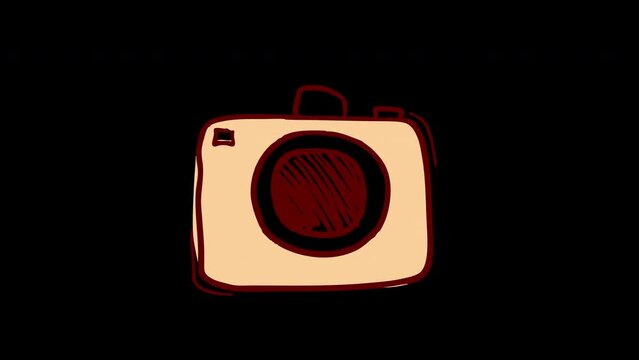 camera icon loop Animation video transparent background with alpha channel