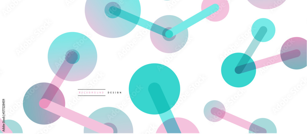 Poster Line points connections geometric abstract background. Circles connected by lines. Trendy techno business template for wallpaper, banner, background or landing
