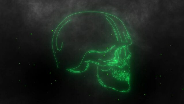 green skull neon digital video