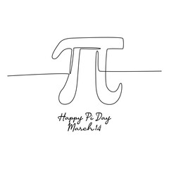 single line art of happy pi day good for pi day celebrate. line art. illustration.