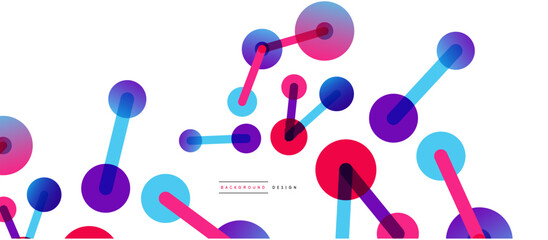 Line points connections geometric abstract background. Circles connected by lines. Trendy techno business template for wallpaper, banner, background or landing