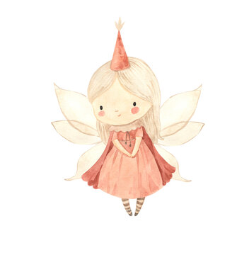 Watercolor fairy girl illustration for kids