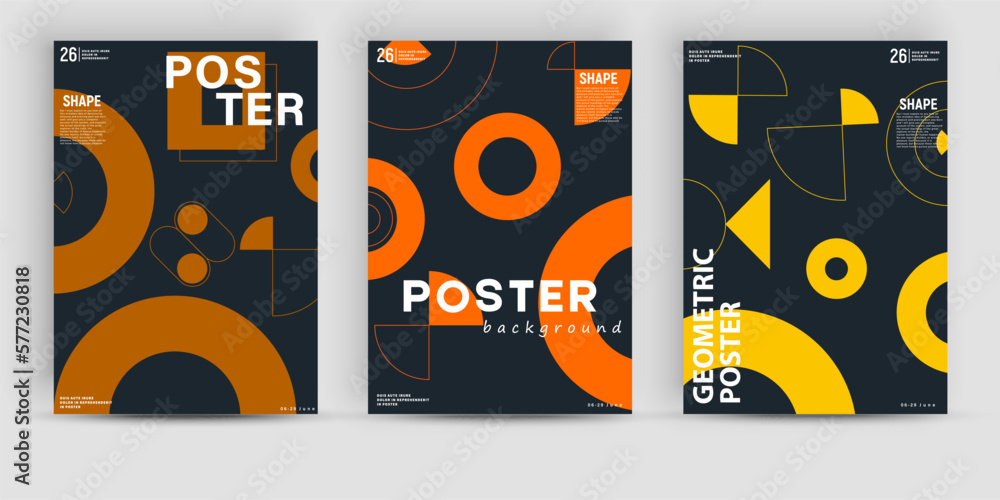 Aufkleber simple geometric posters mockups created with vector abstract elements, lines and bold geometric sha