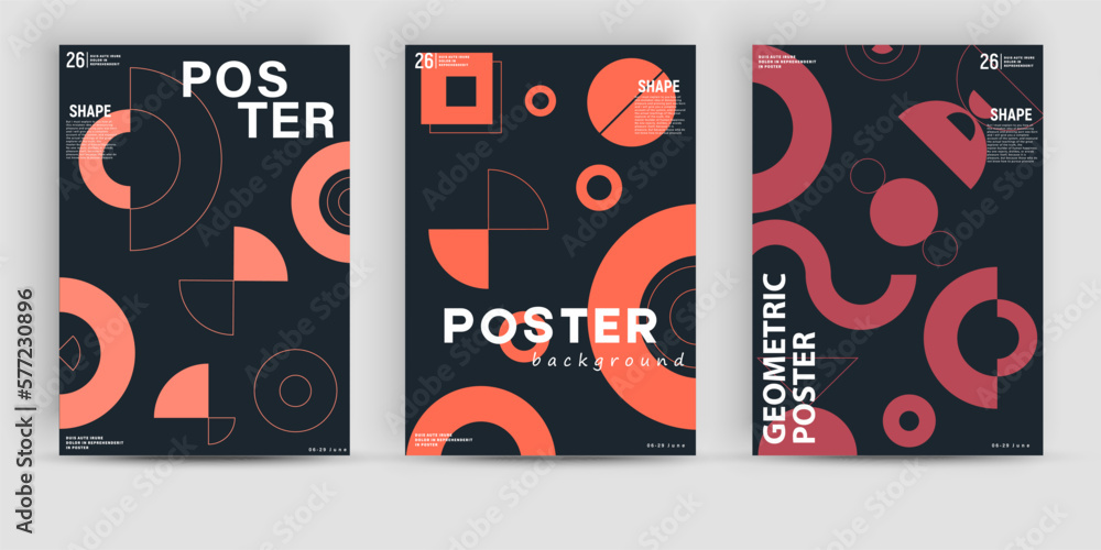 Poster simple geometric posters mockups created with vector abstract elements, lines and bold geometric sha