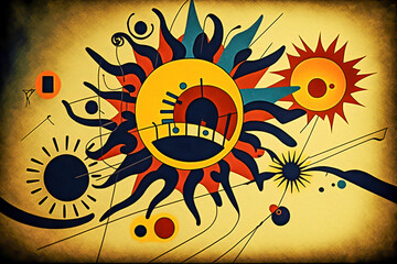 sun abstract illustration, generative ai
