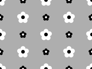 Flower cartoon character seamless pattern on gray background