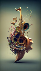 Music can you feel, abstrac illustration of a music instrument , generative ai - obrazy, fototapety, plakaty