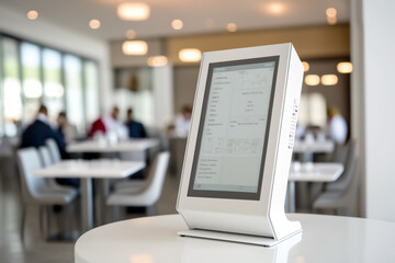 automation white restaurant with smart screen or hologram, future concept, generative ai