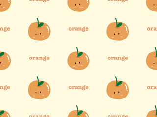 Orange cartoon character seamless pattern on orange background