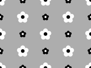Flower cartoon character seamless pattern on gray background