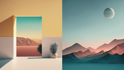 Summer time mood and tone background created with generative AI