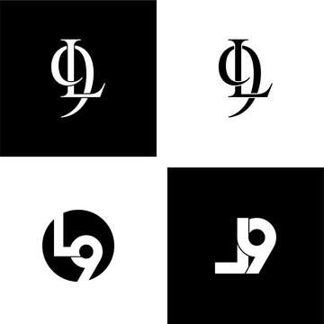 l9 lettering initial monogram logo design set