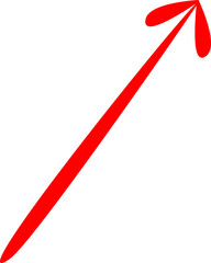 矢印　手描き　インクペン　墨だまり　赤