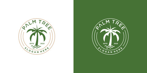 Palm tree with creative idea logo design vector