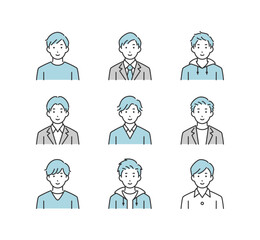 男性のイラストアイコンセット