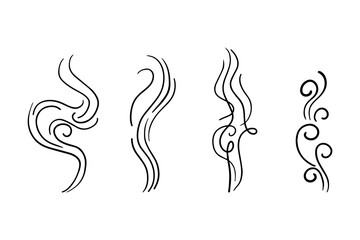Smoke or Scent Steam Line Icon Set. Vector illustration