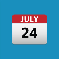 24th July calendar icon. July 24 calendar Date Month icon. Isolated on blue background