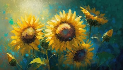 Obraz na płótnie Canvas Sunflowers midday