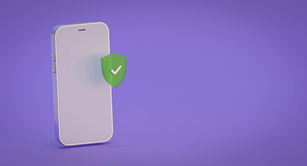 Mobile phone screen. Smartphone online business protection. Digital technology. 3d render illustration
